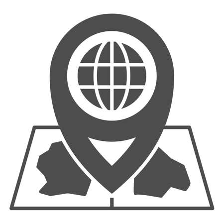 Delivery location solid icon, airlines concept, delivery, map vector sign on white background, delivery location glyph style for mobile concept and web design. Vector graphics.のイラスト素材