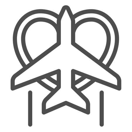 Heart plane line icon, airlines concept, heart, love plane vector sign on white background, plain with heart outline style for mobile concept and web design. Vector graphics.のイラスト素材