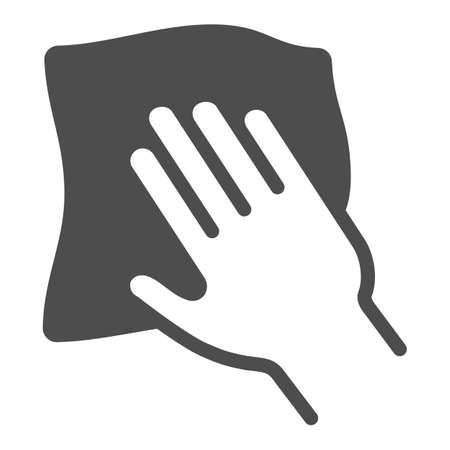 Napkin and hand solid icon, car washing concept, Car cleaning cloth sign on white background, Cleaning napkin icon in glyph style for mobile concept and web design. Vector graphics.のイラスト素材
