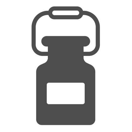 Aluminum barrel with milk solid icon, dairy products concept, Large industrial milk can sign on white background, milk barrel icon in glyph style for mobile and web design. Vector graphics.のイラスト素材