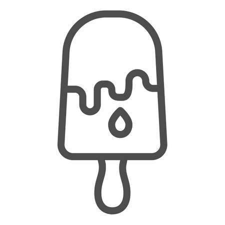 Chocolate milk ice cream on stick line icon, icecream concept, sundae ice cream vector sign on white background, choco milk outline style for mobile concept and web design. Vector graphics.のイラスト素材