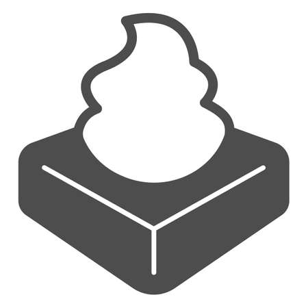 Square cupcake with cream solid icon, icecream concept, cupcake with cream vector sign on white background, Square cupcake glyph style for mobile concept and web design. Vector graphics.のイラスト素材