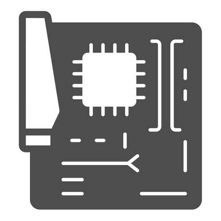 Motherboard solid icon, pcrepair concept, motherboard vector sign on white background, motherboard glyph style for mobile concept and web design. Vector graphics.のイラスト素材