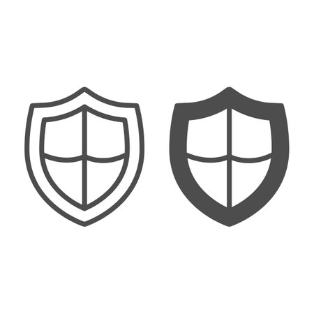 Antivirus emblem line and solid icon, pcrepair concept, antivirus emblem vector sign on white background, antivirus emblem outline style for mobile concept and web design. Vector graphics.のイラスト素材
