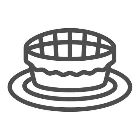 Pie line icon, pastry and bakery concept, tart quiche vector sign on white background, outline style icon for mobile concept and web design. Vector graphics.のイラスト素材