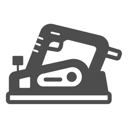 Electric planer solid icon, construction tools concept, electric woodworking planer vector sign on white background, glyph style icon for mobile concept and web design. Vector graphics.のイラスト素材