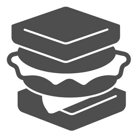 Sandwich with sausage solid icon, englishbreakfast concept, sandwich with cheese vector sign on white background, sandwich glyph style for mobile concept and web design. Vector graphics.のイラスト素材