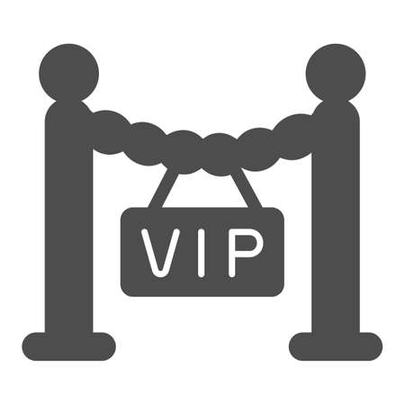 Fencing, barrier, only for VIP guest solid icon, celebrity concept, VIP zone stanchion vector sign on white background, glyph style icon for mobile concept and web design. Vector graphics.のイラスト素材