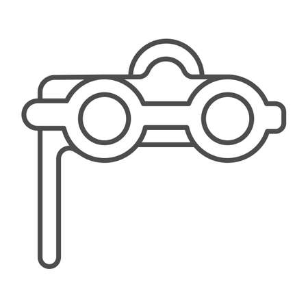 Theater binoculars, opera glasses thin line icon, theater concept, concert binocular vector sign on white background, outline style icon for mobile concept and web design. Vector graphics.のイラスト素材