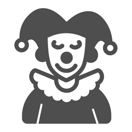 Arlequin, Clown in a hat solid icon, theater concept, harlequin costume vector sign on white background, glyph style icon for mobile concept and web design. Vector graphics.のイラスト素材
