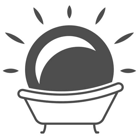 Sun in the bath solid icon, weather and climate concept, sunbathe vector sign on white background, glyph style icon for mobile concept and web design. Vector graphics.のイラスト素材