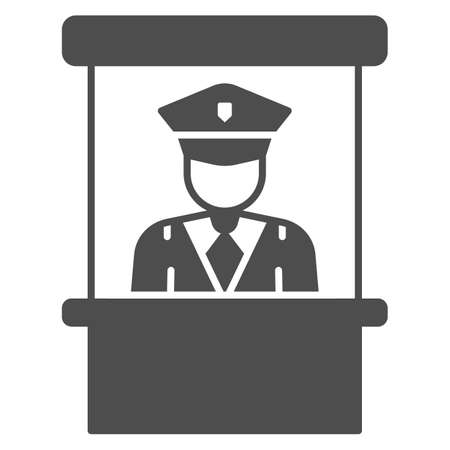 Customs officer in the office, passport controll solid icon, security concept, CBP vector sign on white background, glyph style icon for mobile concept and web design. Vector graphics.のイラスト素材