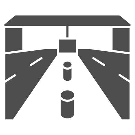 customs drive through, road, tollgate solid icon, security check concept, custom entry vector sign on white background, glyph style icon for mobile concept and web design. Vector graphics.のイラスト素材