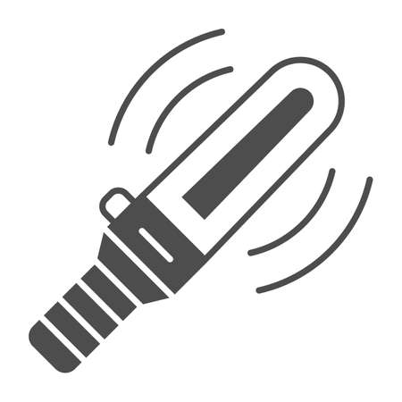 Manual security metal detector solid icon, security check concept, body scanner vector sign on white background, glyph style icon for mobile concept and web design. Vector graphics.のイラスト素材