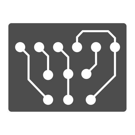 Copmact prited circuit board rectangle shape solid icon, electronics concept, PCB vector sign on white background, glyph style icon for mobile concept and web design. Vector graphics.のイラスト素材