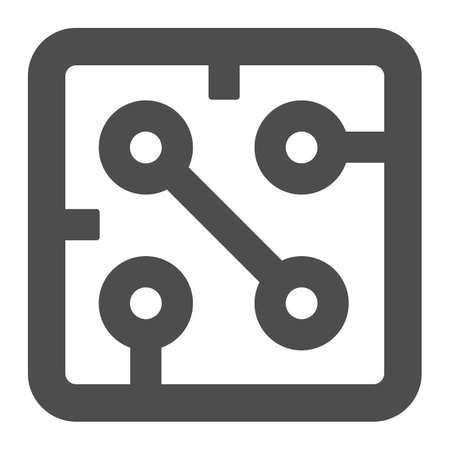 Fragment of printed circuit board square shape solid icon, electronics concept, PCB vector sign on white background, glyph style icon for mobile concept and web design. Vector graphics.のイラスト素材