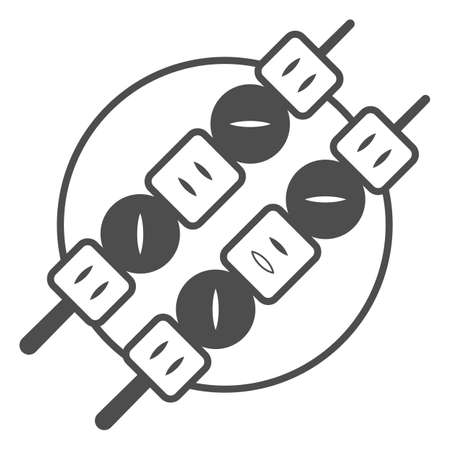 Food on sticks solid icon, asian food concept, korean skewers vector sign on white background, glyph style icon for mobile concept and web design. Vector graphics.のイラスト素材