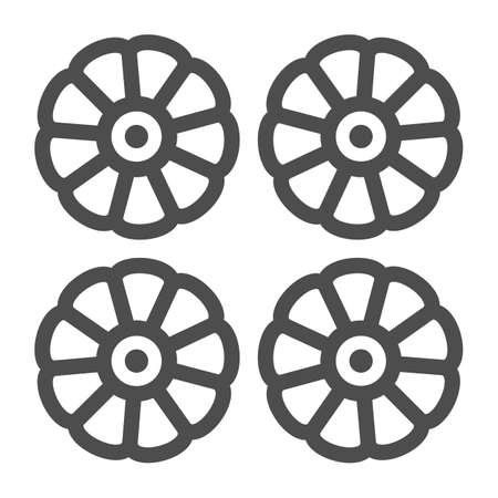 Korean buns line icon, asian food concept, baked bread rolls vector sign on white background, outline style icon for mobile concept and web design. Vector graphics.のイラスト素材