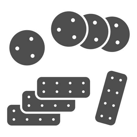Cookies solid icon, fast food concept, biscuits vector sign on white background, glyph style icon for mobile concept and web design. Vector graphics.のイラスト素材
