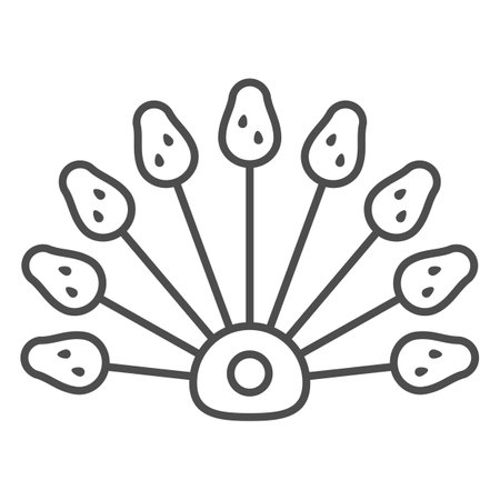 Strawberries in syrup on stick thin line icon, asian food concept, candied strawberry vector sign on white background, outline style icon for mobile concept and web design. Vector graphics.のイラスト素材