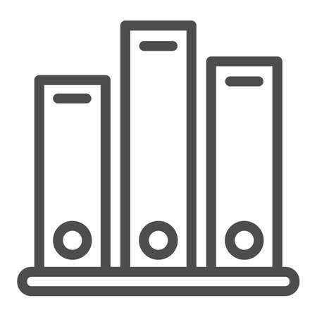 Shelf with folders, archival documents line icon, documents concept, office binders vector sign on white background, outline style icon for mobile concept and web design. Vector graphics.のイラスト素材