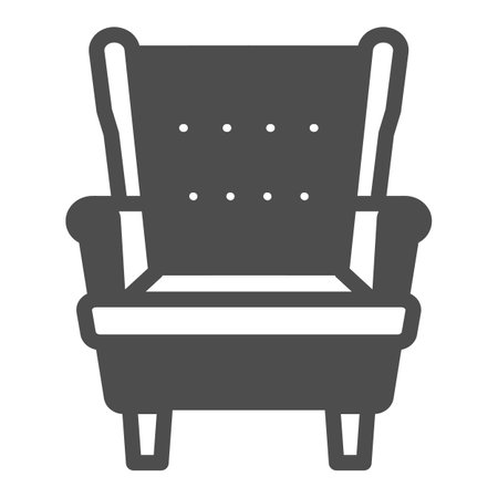 Armchair solid icon, interior design concept, arm chair with side supports vector sign on white background, glyph style icon for mobile concept and web design. Vector graphics.のイラスト素材