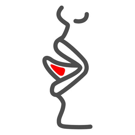 Ulcer on the tongue line icon, body pain concept, tongue canker vector sign on white background, outline style icon for mobile concept and web design. Vector graphics.のイラスト素材