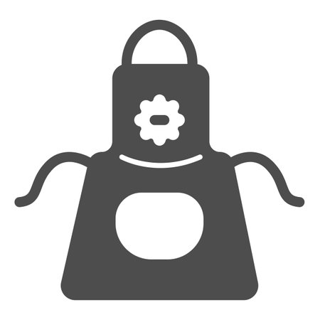 Apron with flower and pocket solid icon, gardening concept, gardening pinafore vector sign on white background, glyph style icon for mobile concept and web design. Vector graphics.のイラスト素材