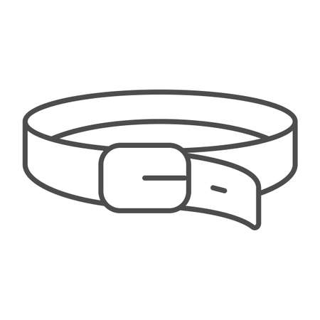 Pet collar for dog or cat thin line icon, pets concept, animal collar vector sign on white background, outline style icon for mobile concept and web design. Vector graphics.のイラスト素材