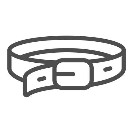 Pet collar for dog or cat line icon, pets concept, animal collar vector sign on white background, outline style icon for mobile concept and web design. Vector graphics.のイラスト素材