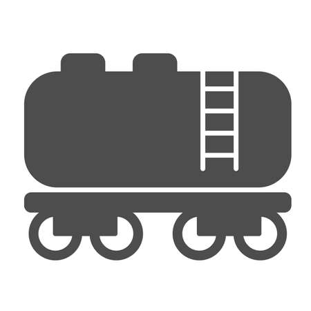 Railroad gasoline and oil tank car solid icon, oil industry concept, fuel tanker truck vector sign on white background, glyph style icon for mobile concept and web design. Vector graphics.のイラスト素材
