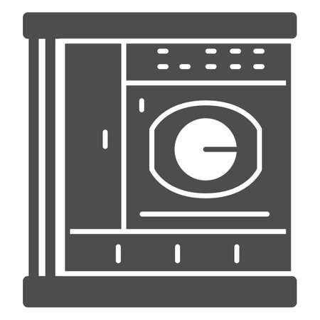Large washing machine solid icon, dry cleaning concept, large capacity laundry washer vector sign on white background, glyph style icon for mobile concept and web design. Vector graphics.のイラスト素材