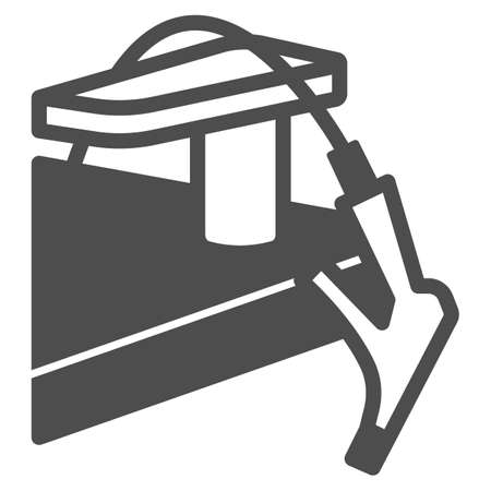 Chemical spray with cable solid icon, dry cleaning concept, washing agent pulverizer vector sign on white background, glyph style icon for mobile concept and web design. Vector graphics.のイラスト素材