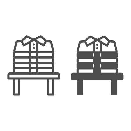Stack of folded clean shirts line and solid icon, dry cleaning concept, stack of washed clothes vector sign on white background, outline style icon for mobile concept and web design. Vector graphics.のイラスト素材
