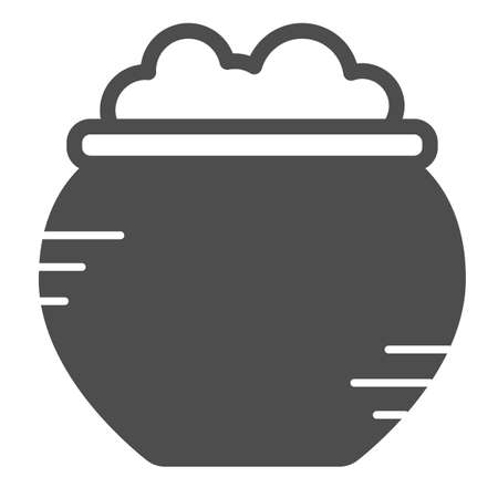 Pot with potion, witch cauldron solid icon, halloween concept, magic boiler vector sign on white background, glyph style icon for mobile concept and web design. Vector graphics.のイラスト素材