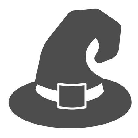 Witch hat, halloween, wizard, cosplay solid icon, halloween concept, magic hat vector sign on white background, glyph style icon for mobile concept and web design. Vector graphics.のイラスト素材