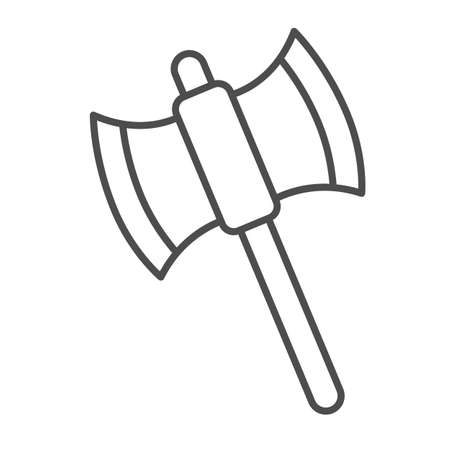 Halloween ax, poleaxe, medieval weapon thin line icon, halloween concept, axe, blade vector sign on white background, outline style icon for mobile concept and web design. Vector graphics.のイラスト素材