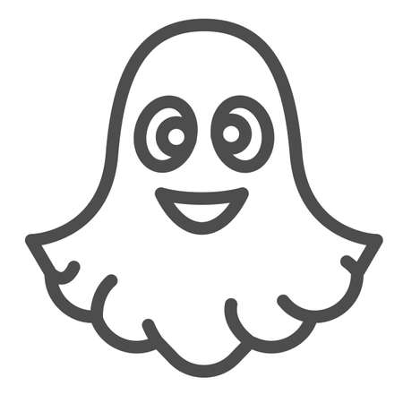 Ghost, halloween, spirit, funny, cute, spook line icon, halloween concept, specter vector sign on white background, outline style icon for mobile concept and web design. Vector graphics.のイラスト素材