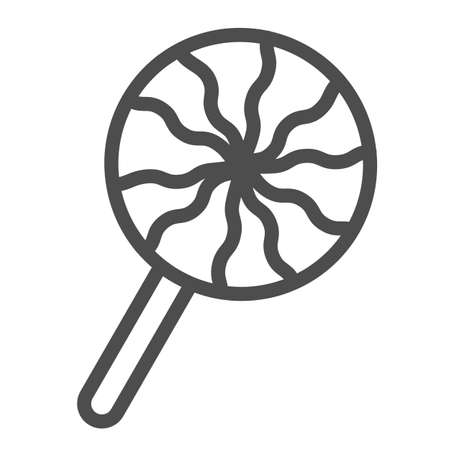 Candy, sweets, halloween, lollypop, lollipop line icon, halloween concept, comfit vector sign on white background, outline style icon for mobile concept and web design. Vector graphics.のイラスト素材