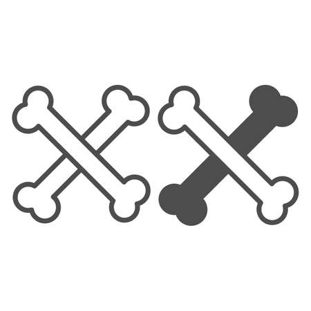 Crossed bones, halloween, crossbones line and solid icon, halloween concept, horror night vector sign on white background, outline style icon for mobile concept and web design. Vector graphics.のイラスト素材