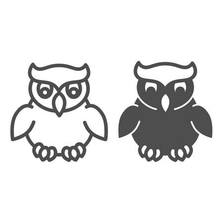 Owl, halloween, spooky bird, dark mascot line and solid icon, halloween concept, night bird vector sign on white background, outline style icon for mobile concept and web design. Vector graphics.のイラスト素材