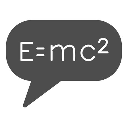 Emc2 formula in popup window, physics solid icon, education concept, equation vector sign on white background, glyph style icon for mobile concept and web design. Vector graphics.のイラスト素材