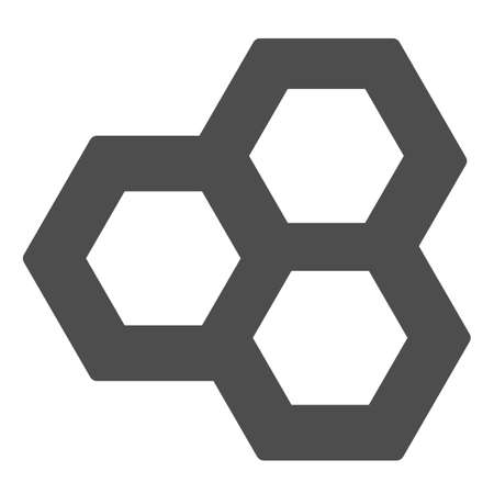 Bee honeycomb, hexagon solid icon, education concept, beehive vector sign on white background, glyph style icon for mobile concept and web design. Vector graphics.のイラスト素材