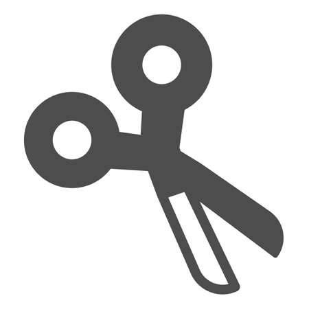 Scissors, tool, school, cut, crop solid icon, education concept, shears vector sign on white background, glyph style icon for mobile concept and web design. Vector graphics.のイラスト素材