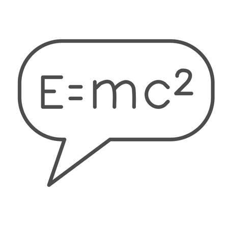 Emc2 formula in popup window, physics thin line icon, education concept, equation vector sign on white background, outline style icon for mobile concept and web design. Vector graphics.のイラスト素材