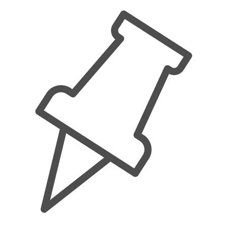Push pin, drawing pin, thumbtack line icon, education concept, office stationery vector sign on white background, outline style icon for mobile concept and web design. Vector graphics.のイラスト素材