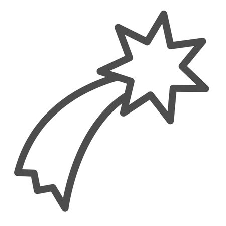 Shooting star, comet, falling line icon, education concept, meteor, meteorite vector sign on white background, outline style icon for mobile concept and web design. Vector graphics.のイラスト素材