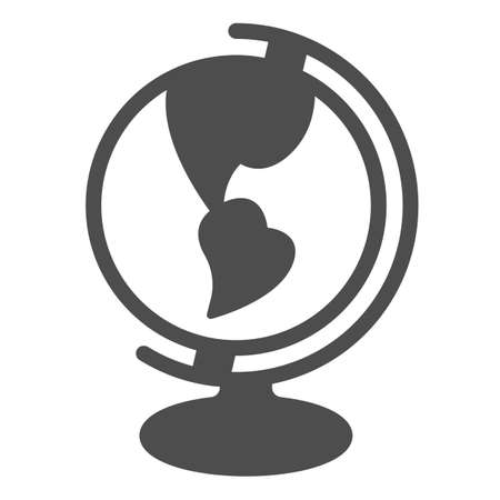 Globe, school, geography, earth, continent solid icon, education concept, sphere vector sign on white background, glyph style icon for mobile concept and web design. Vector graphics.のイラスト素材