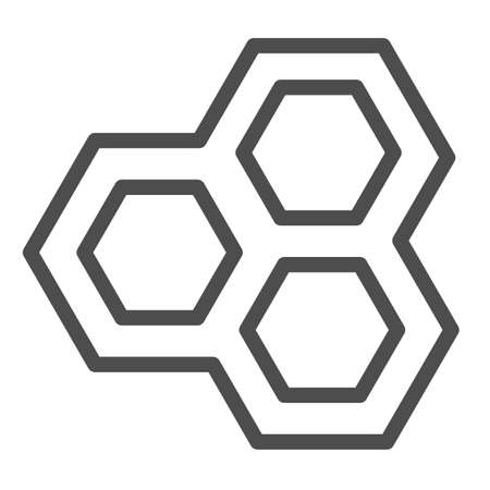 Bee honeycomb, hexagon line icon, education concept, beehive vector sign on white background, outline style icon for mobile concept and web design. Vector graphics.のイラスト素材