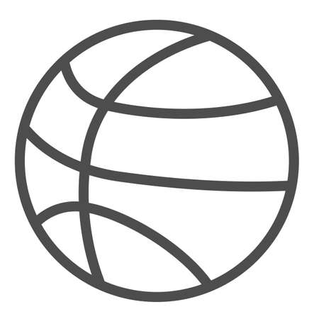 Basketball ball, game, sport training line icon, education concept, physical activity vector sign on white background, outline style icon for mobile concept and web design. Vector graphics.のイラスト素材